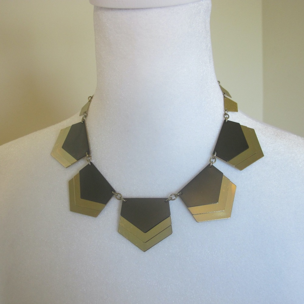 Express Women's Necklace Geometric Gold & Black GUC
